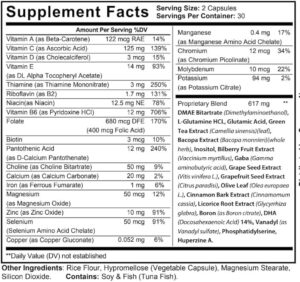 NeuroZoom Supplement Facts