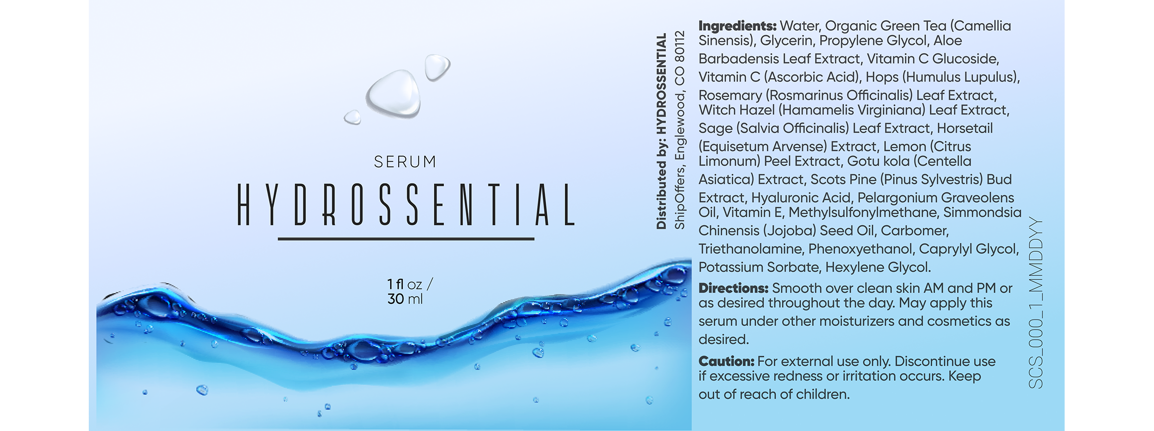 Hydrossential supplement facts.